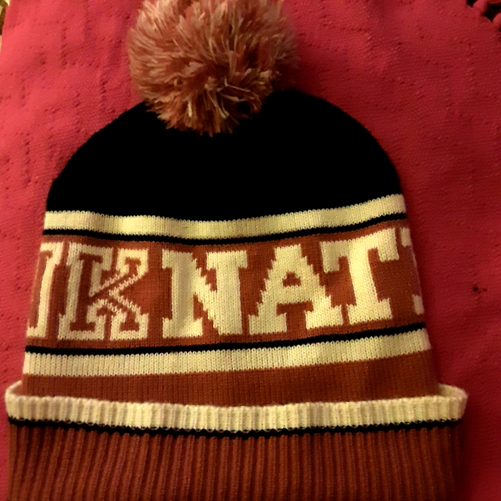 PINK (Victoria secret) pink black & white beanie NWOT